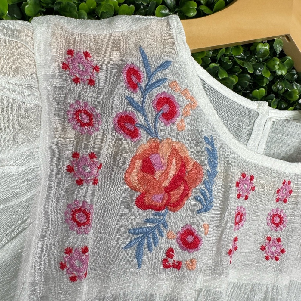 Nwt Mine White Dress with Pink Floral Embroidery - Picture 6 of 12